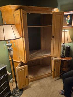 Wood Corner TV Armoire Cabinet