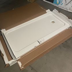 Bootz Industries Aloha ShowerCast 60 in. L x 30 in. W Alcove Shower Pan Base in White with Square Chrome Right Drain 