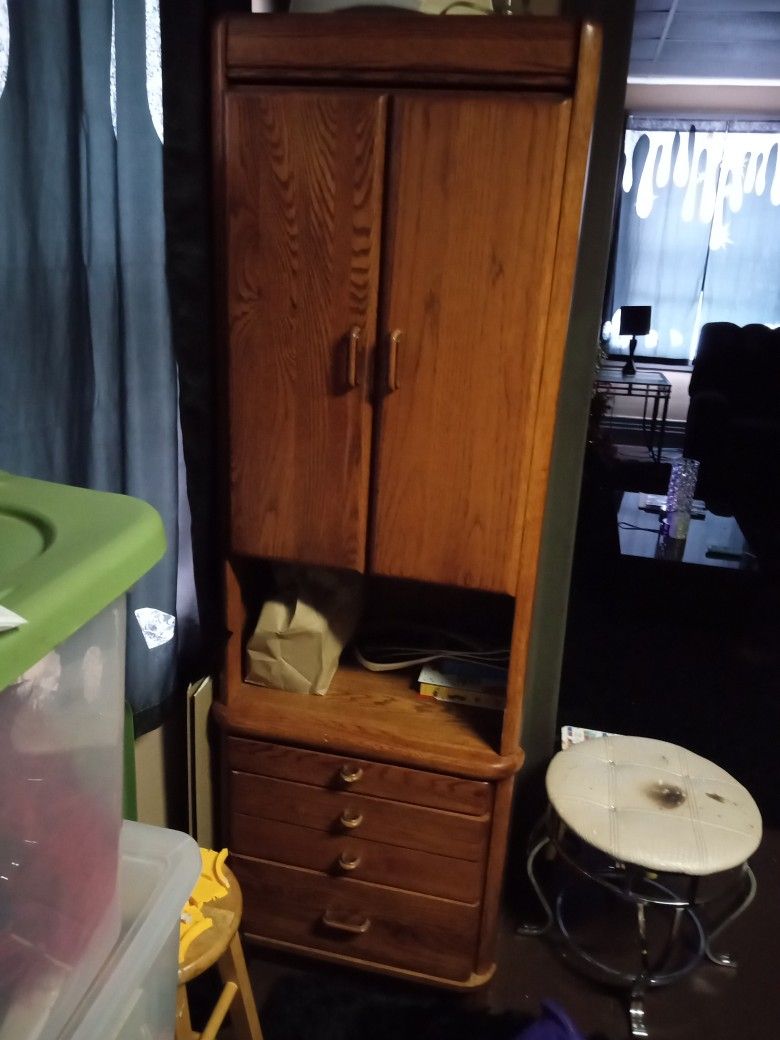 Solid Oak Dresser & 2 Cabinets