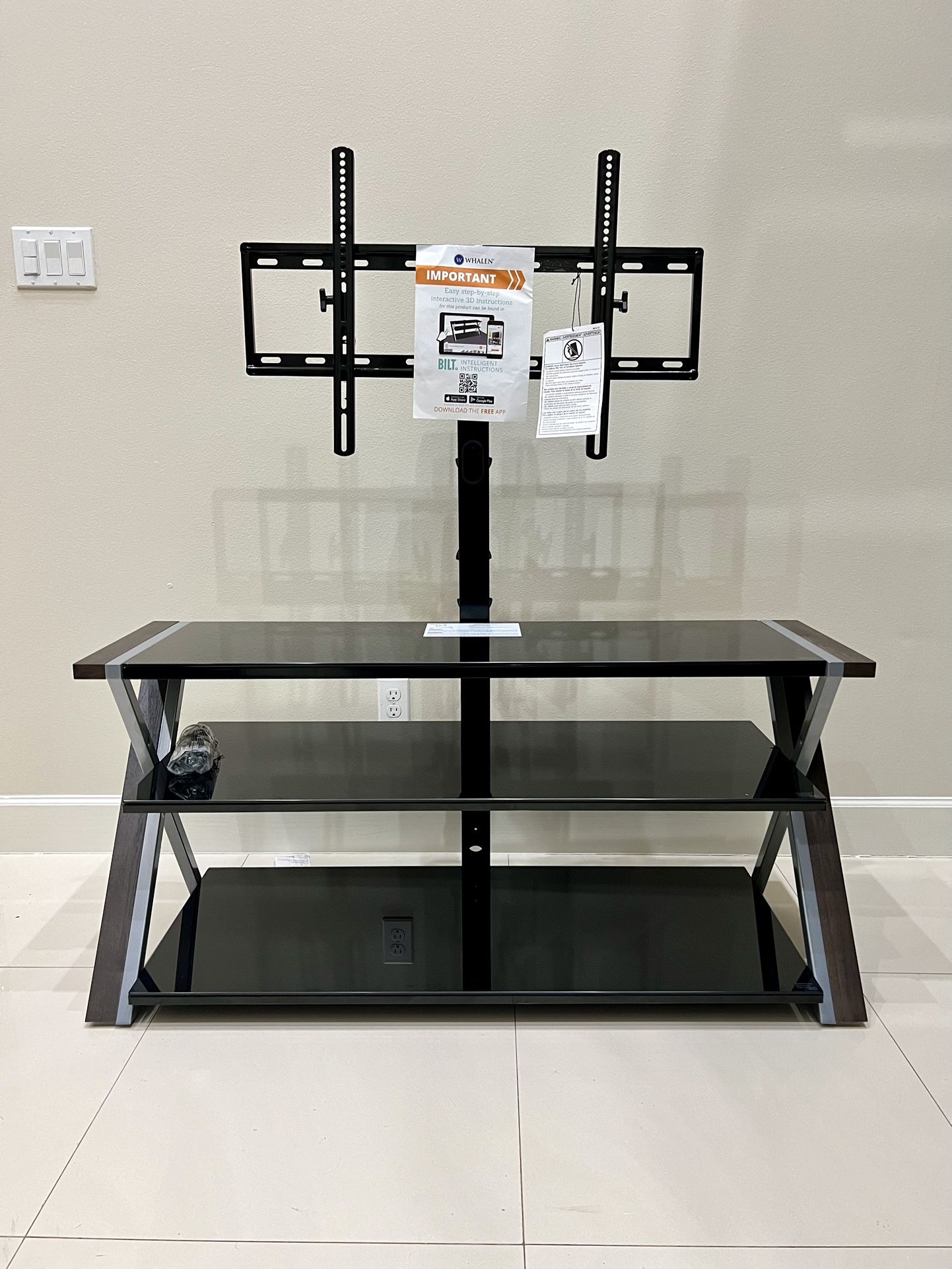 TV Stand With glass Shelves