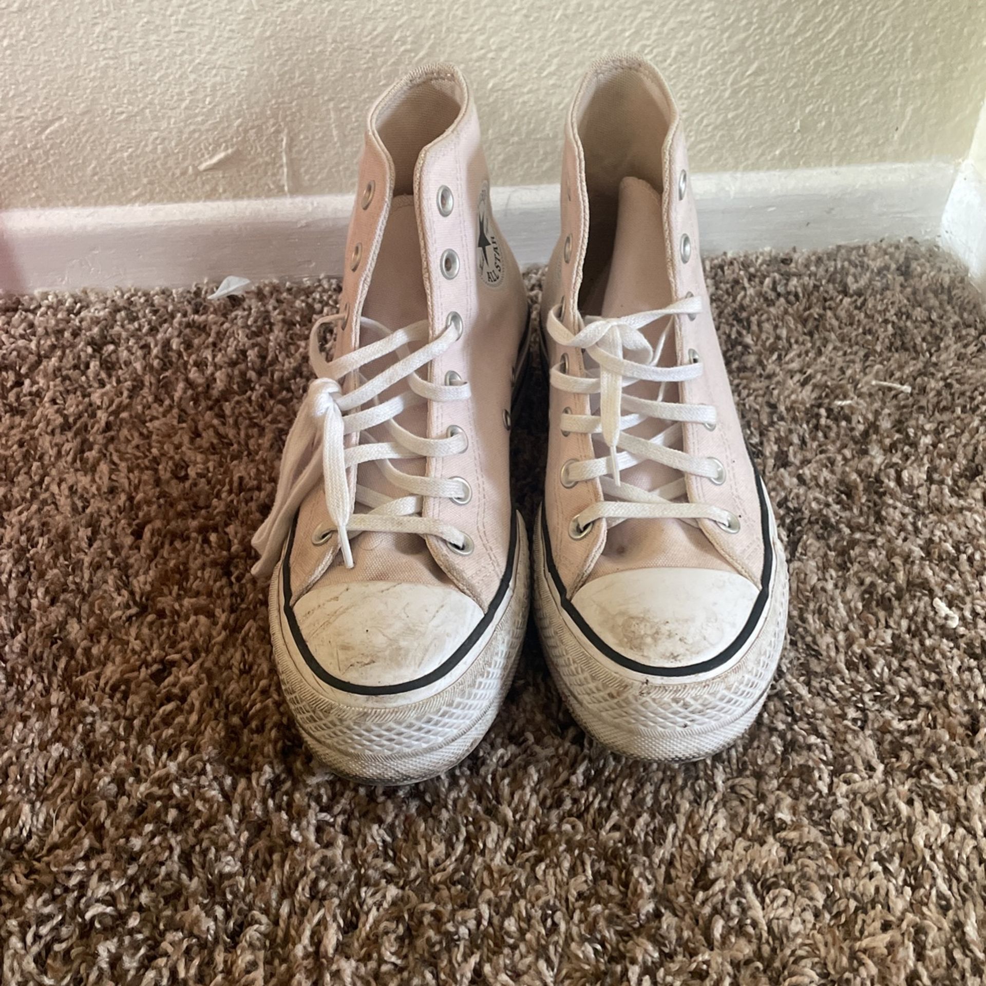 women’s platform/ high top converse pink