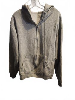 Fruit of the Loom Grey Zip up Deer Printed Midweight Hoodie. Mens size large