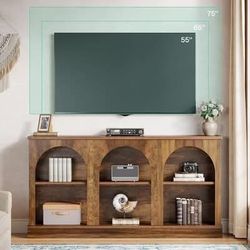 63 inches Modern Console Sofa Table with 3 Tiers Storage Wooden Rectangular Foyer Table for Entrance Hallway Living Room Rustic Brown