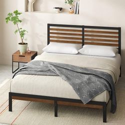 Zinus Kai Bamboo & Metal Platform Bed Frame – $100