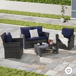4 Pcs Wicker Outdoor Patio Set