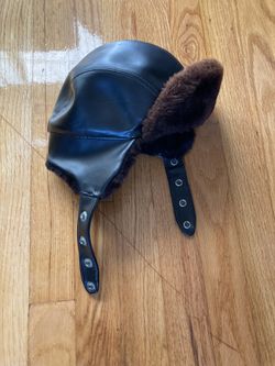 Vintage Leather And Fur  Winter Hat 
