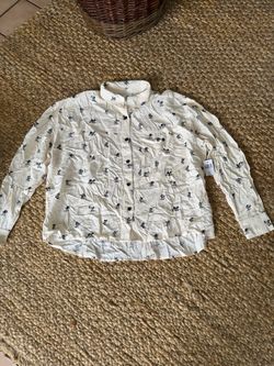 Mickey Mouse Print Button-Up Shirt Size M