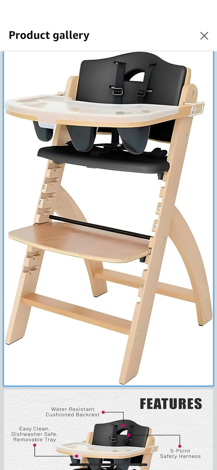 Abiie Beyond Junior Wooden High Chair with Tray