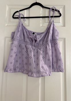Lavender Eyelet Crop Top with Tie Straps(size XL)