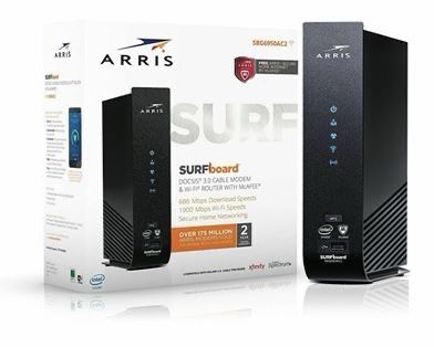 ARRIS SURFboard SBG6950AC2 16x4 DOCSIS 3.0 Cable Modem Wi-Fi Router McAfee Black