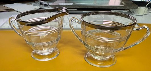 Vintage Anchor Hocking Glass Sugar Bowl. and Creamer
