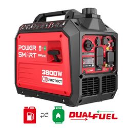 PowerSmart 3800/3300 Watt Dual Fuel Portable Inverter Generator Gas/Propane with CO Protect
