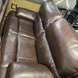 Brown Leather Loveseat