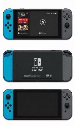 Nintendo Switch with Neon Blue and Gray Joy-Cons