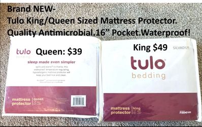 Brand New- Tulo King & Queen Sized Mattress Protector- waterproof