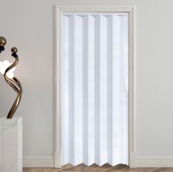 DIYHD 38X80in Accordion Door, White Double-Layer PVC Folding Interior Door