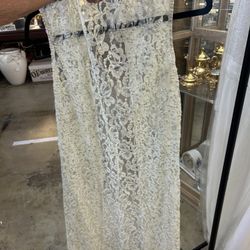 70S Lace See-Through Sequin Long Best
