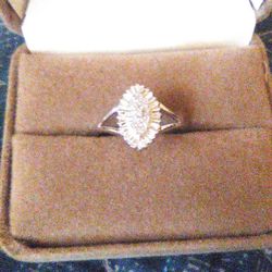 Stamped 925 Sterling Silver Sz 8 Marquis Cluster Ring With 1/4ct Real Diamonds. Has Been Tested?