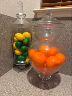 Clear Glass Apothecary Jar Decorative Candy Buffet Jars Elegant Glass Storage...