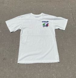 WHITE Peanuts Snoopy Italia SOCCER WORLD CUP EMBROIDERED GRAPHIC SHIRT Medium