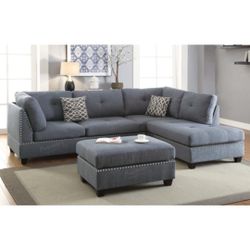 Gray Sectional Sofa With Ottoman 