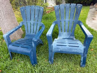 2 Blue Adirondack-Style Outdoor Chairs