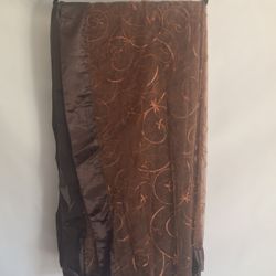 Pink and Brown satin Edge Embroidered  Sheer Organza Square Table Overlay