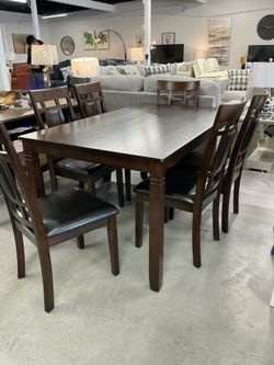 7pc Dining Set $599 – Table + 6 Chairs