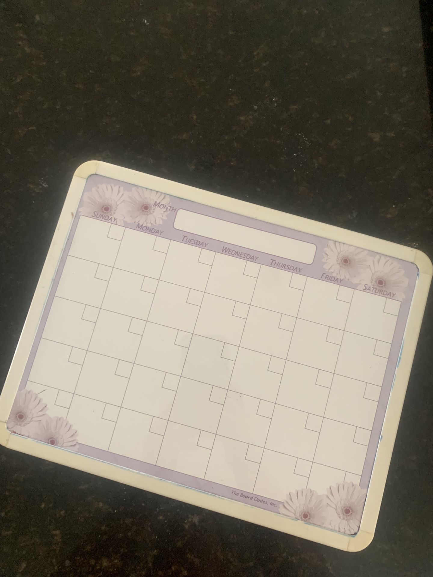 Dry Erase Calendar