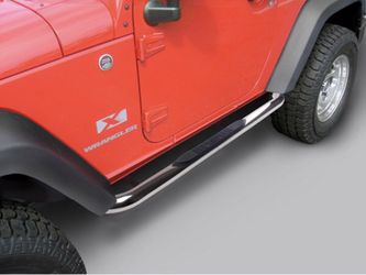 Tube Side Step Kit, Round, 3 Inch, Stainless; 07-18 Wrangler, 2 Door nerf bar