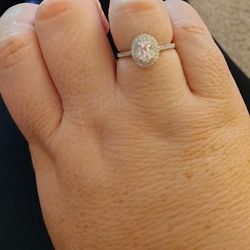 1 Ct Moissanite and Diamond Double Halo Engagement Ring