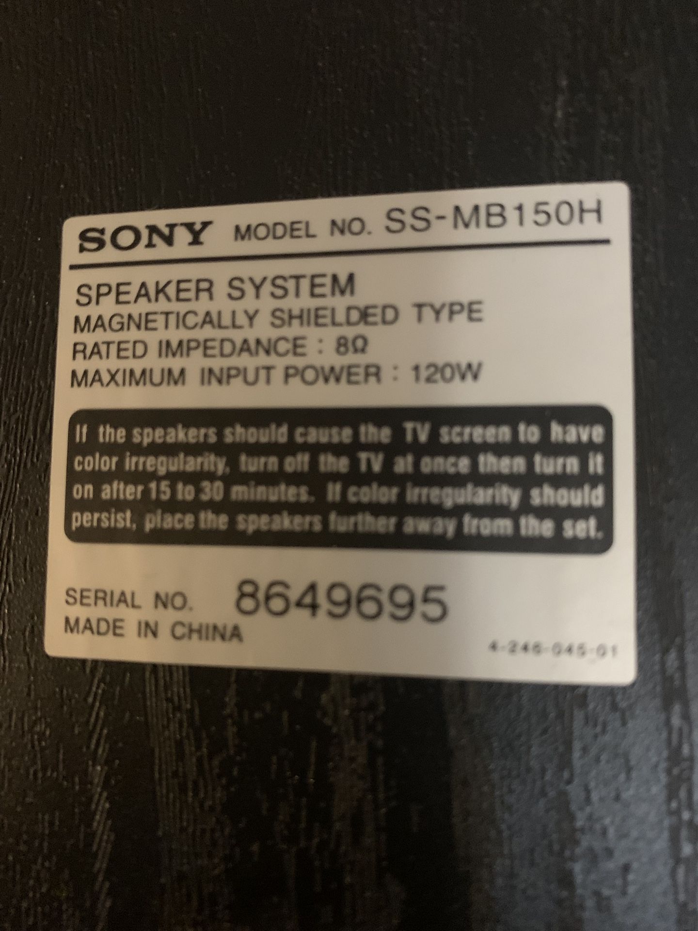 Sony Speakers SS MB -150H