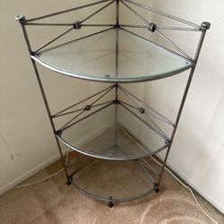 3 Tier Glass & Iron Corner Shelf 