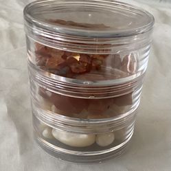 Jewelry Making Beads Carnelian & Mother of Pearl, Assorted Sizes in Plastic Storage Containers 