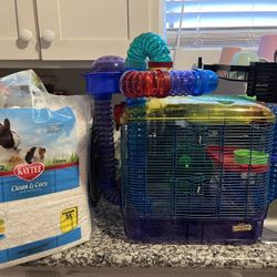 Hamster Cage With Bedding And Food