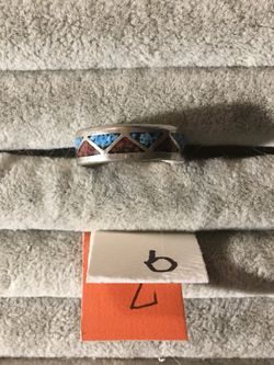 925 blue and red turquoise band