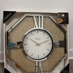 Bebe Luxury Gold Glitter Wall Clock – 20” Modern Statement Piece 