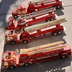 4 Vintage Nylint Fire Engines, metal