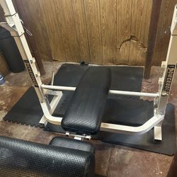 Bench Press, Squat Rack, Preacher Bench, Leg Extension/Hamstring Curl