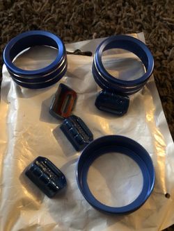 Blue Anodized Aluminum Car Interior Trim Knob Set