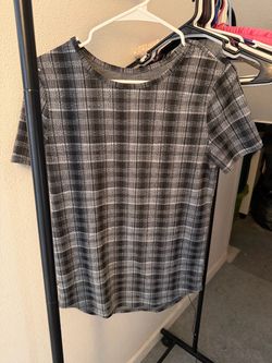 Black and White Plaid Short Sleeve Top
