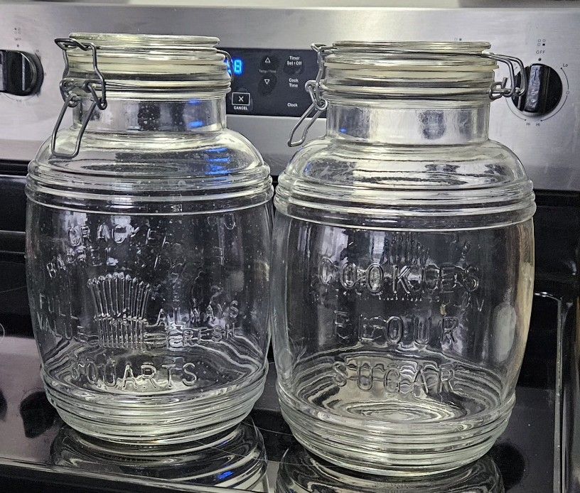 2 Cracker Barrel Style Vintage 3 Quart Jars