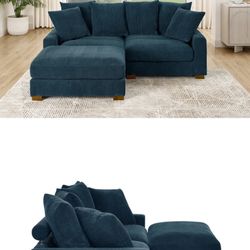 Corduroy Modular Sofa With Ottoman 