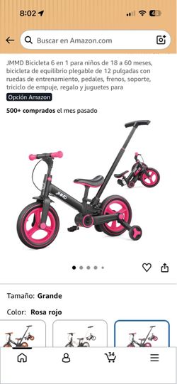 6-in-1 Kids Balance Bike with Push Handle