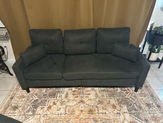 Dark Gray 3-Seat Fabric Sofa