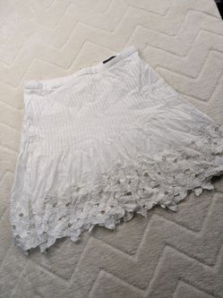 J.Crew White Embroidered Eyelet Hem Skirt
