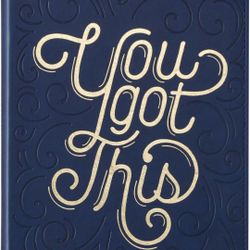 Inspirational Faux Leather Journal You Got This Classic Lined Navy Blue/Gold Notebook w/Ribbon Marker, 336 Ruled Pages, Large Flexcover, With Love