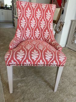 Coral Pattern Upholstered Accent Chair with Nailhead Trim
