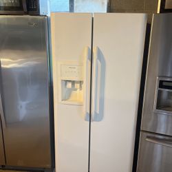 White Fridge Side-By-Side Icemaker