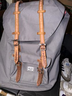 Herschel Gray Backpack with Tan Straps